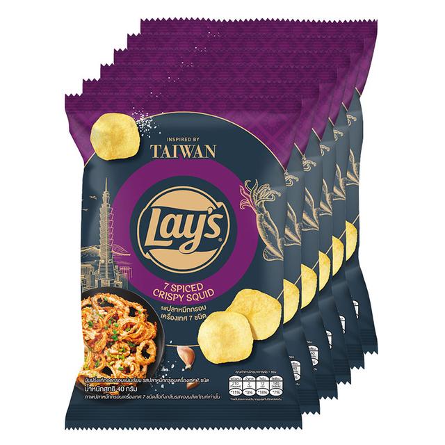 LAY'S Classic Potato Chip 7 Spiced Crispy Squid 40 g x 6 Makro PRO