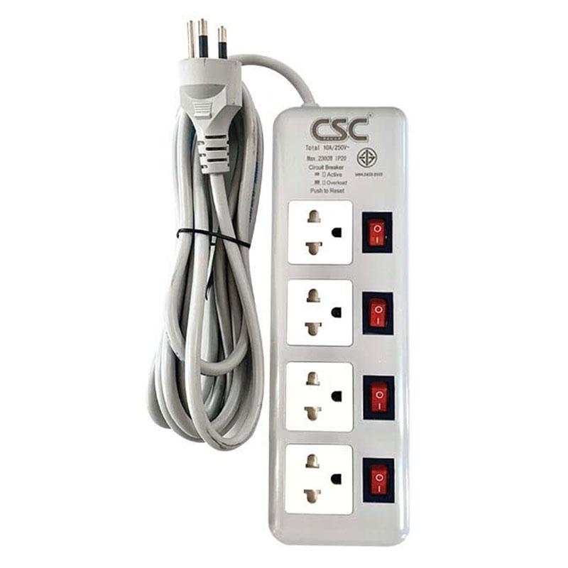 CSC Plug 4 Socket 4 Switch 3 m Model AS144