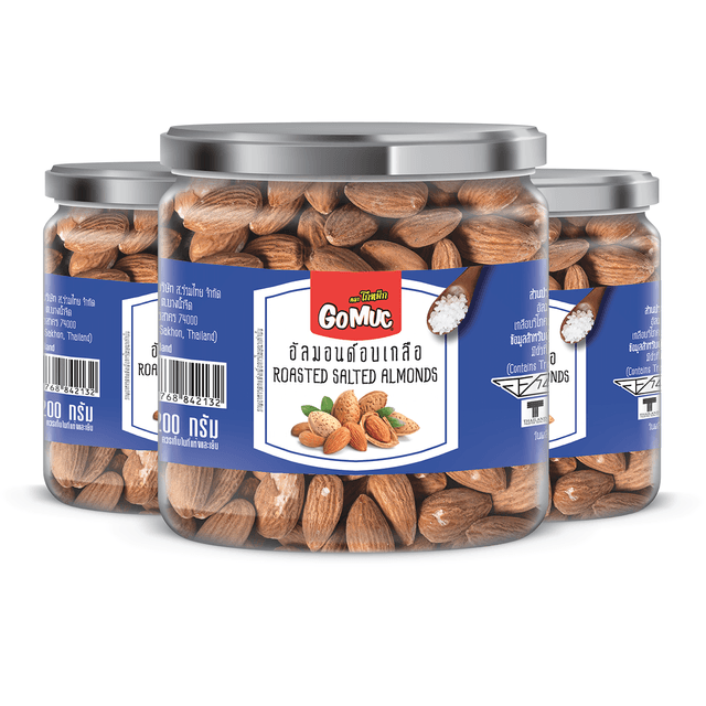 โกหมึก อัลมอนด์อบเกลือ 200 กรัม x 3 กระปุก ROASTED SALTED ALMONDS
