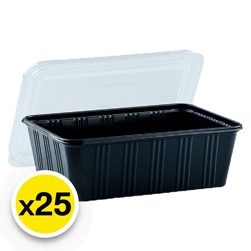 เอโร่ ล่องอาหารพลาสติกพีพี สีดํา 750 มล. x 25