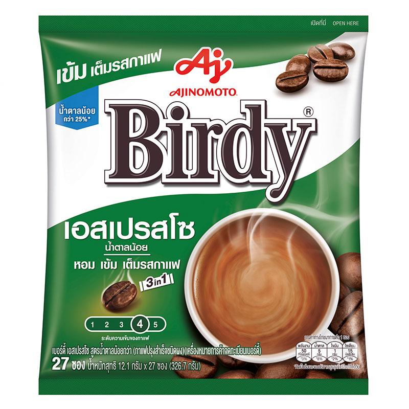 BIRDY Instant Coffee 3in1 Espresso Less Sugar 12.1 g 27 sachets