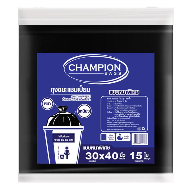 CHAMPION Extra Thick Garbage Bag 30x40" 15 Bags